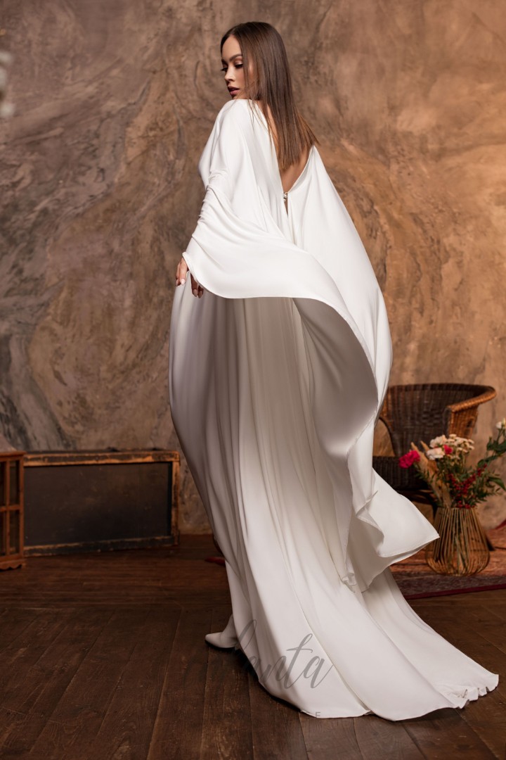 Свадебное платье Бордо А-силуэт, Для беременных, Для венчания, Закрытые, Легкие, Со шлейфом