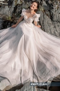 Свадебное платье Клер А-силуэт, Кружевные, С рукавами
